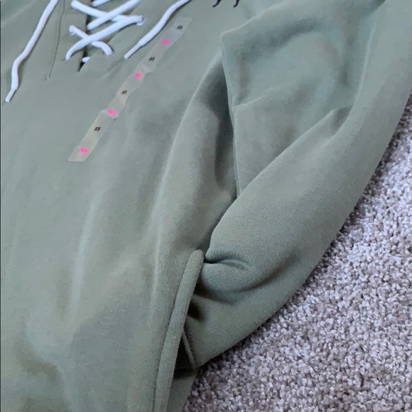 PINK Lace up pull over hoodie - Picture 3 of 9